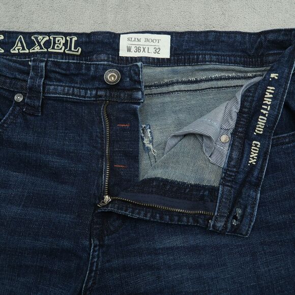 TK AXEL Jeans Mens Size 36x32 Blue Slim Bootcut Stretch Denim Pants Dark Wash - Picture 2 of 16